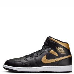 Nike Air Jordan 1 Mid Black Metallic Gold men's size 11 new sneakers